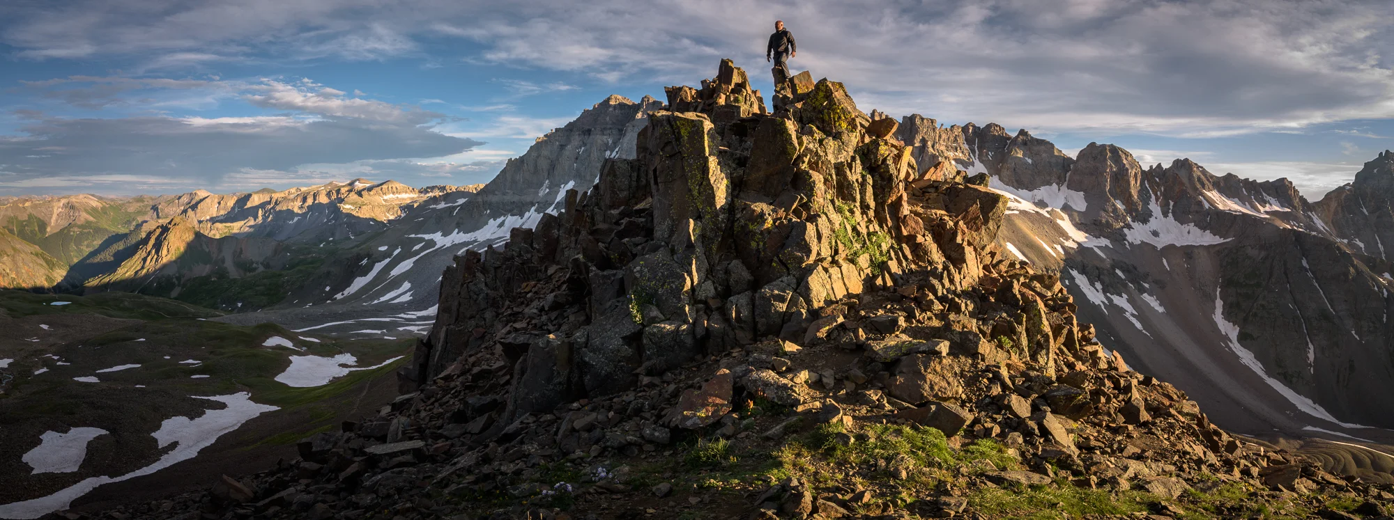 Joseph above Blue Lakes Pass at over 13,000 feet in the San Juan Mountains of Colorado