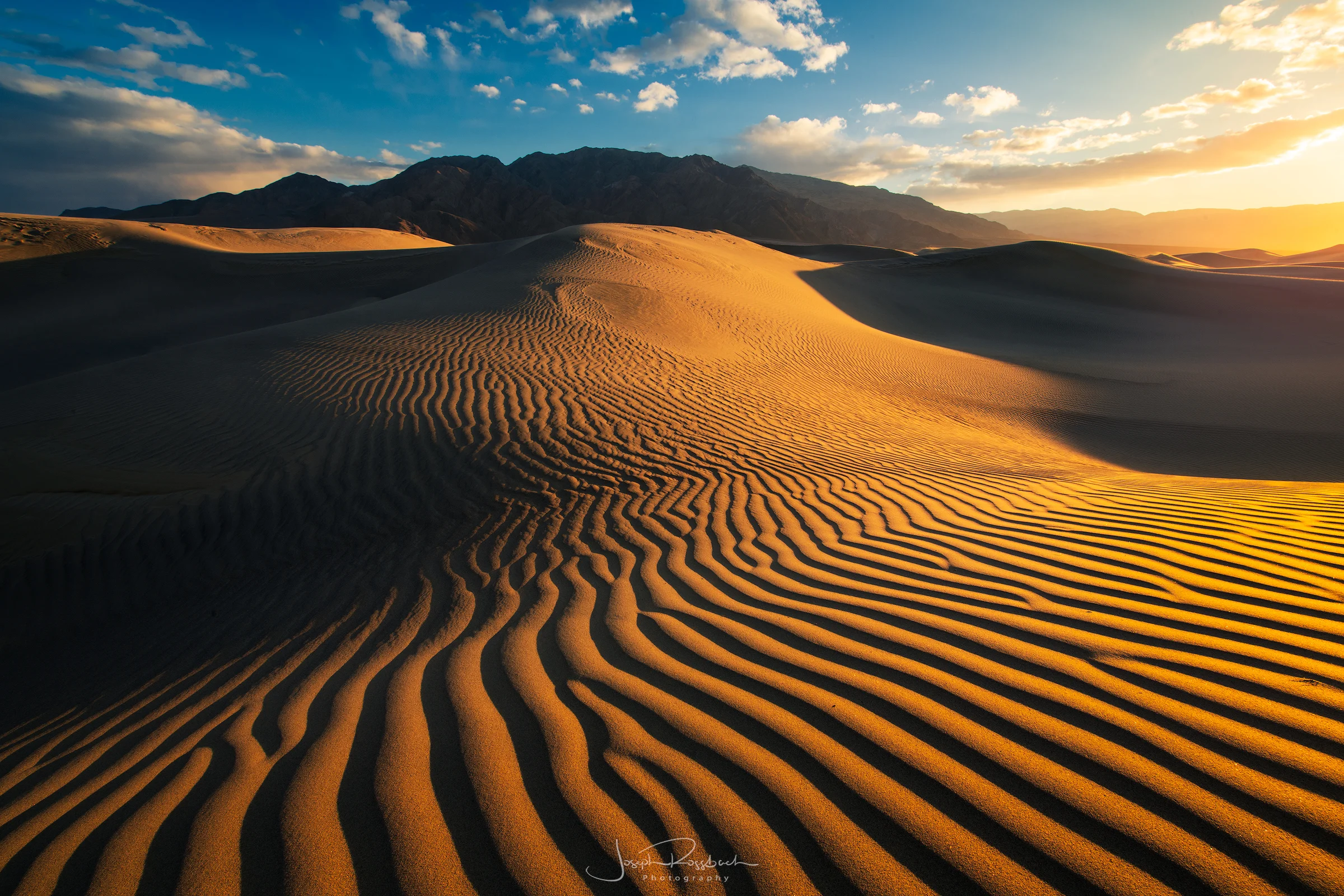 Rippled Sand at Sunset, Mesquite Dunes, Death Valley National Park, California