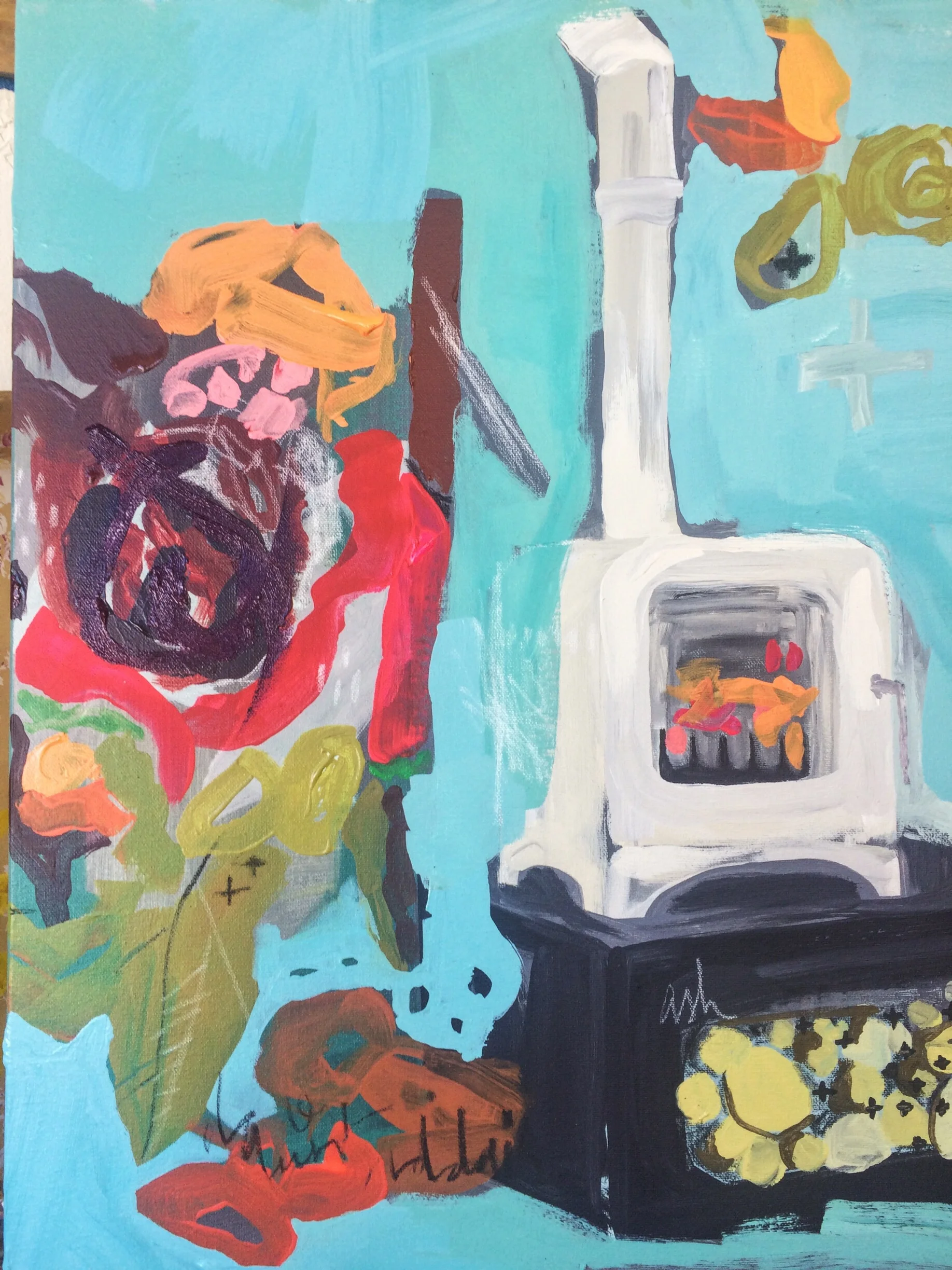 In progress. Preparing for hygge and interested in painting domestic materiality with a quality of attention that echoes that of caregiving. 
