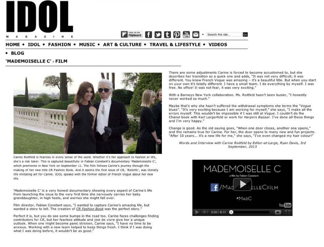 IDOL.com- Carine Roitfeld's 'Madamoiselle C'