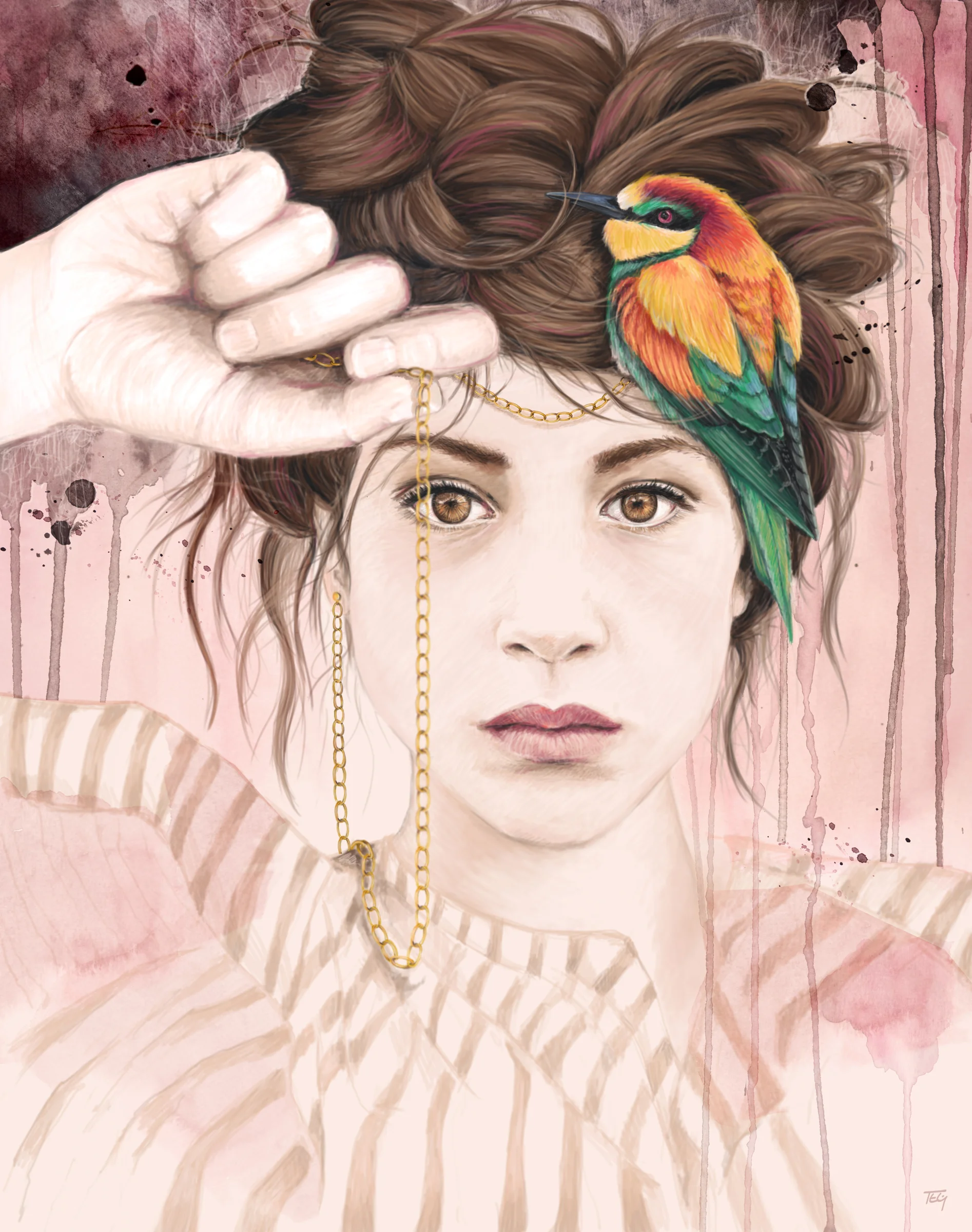 Jailbirds - watercolor & digital painting, 2015