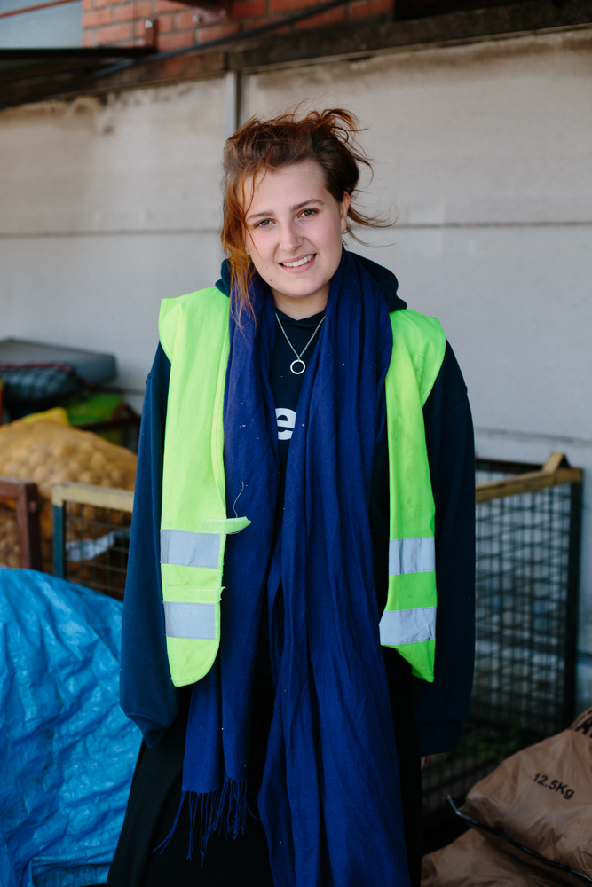 George, student, Working in the warehouse sorting donations for one week