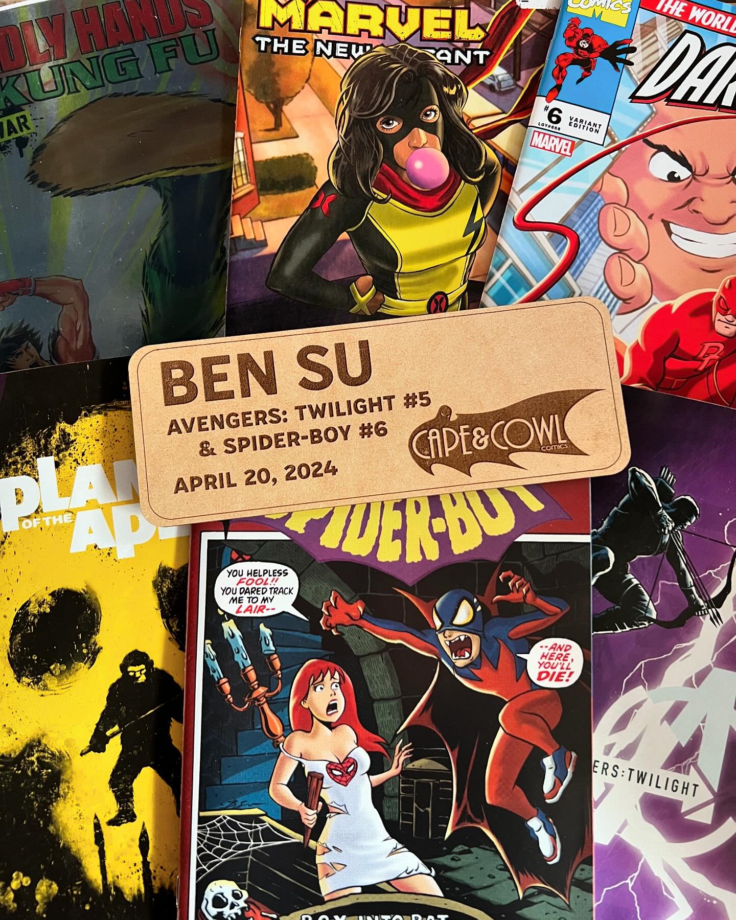 TODAY! 12-4! Come meet the great Ben Su, get some books signed, and see some incredible original Marvel &amp; Pixar art! Plus, dive into our $1 overstock sale! What a day!