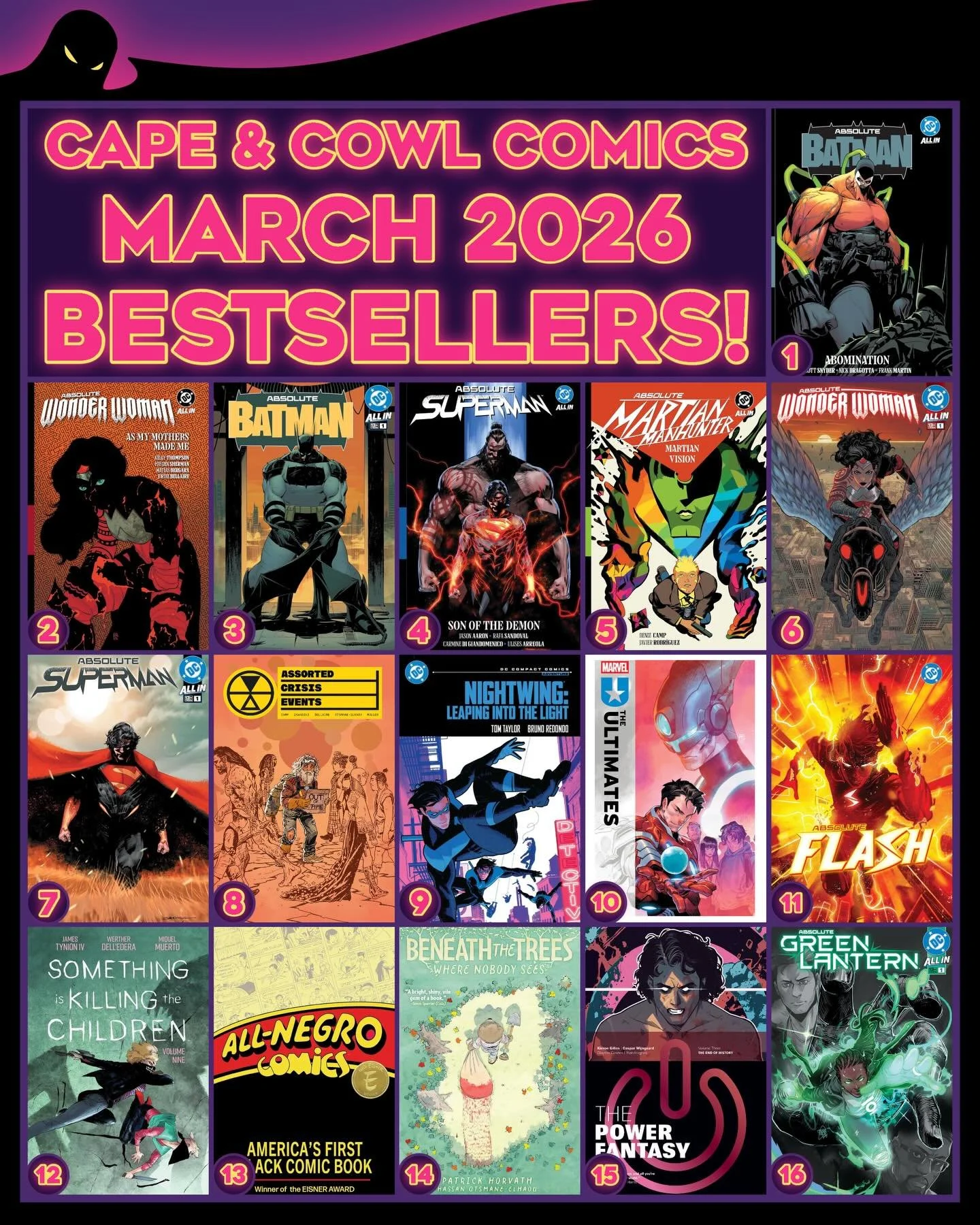 Let&rsquo;s take a look back the Top Bestsellers of March 2026!

All these graphic novels can be found on the Last Month&rsquo;s Bestsellers display located at the front of the store, or on our online store!

Which of these absolutely awesome books a