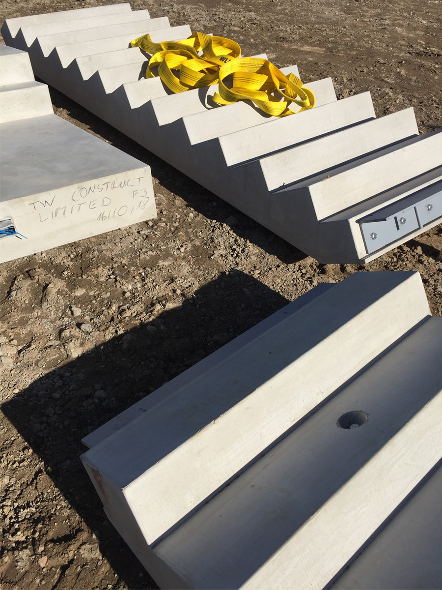 October 2018 Pre-cast concrete staircases for our Hounslow apartments, in the crisp Autumn sunshine. Link to project