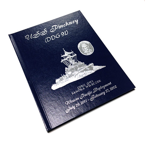Navy Blue Leatherette with Silver Foil and Emboss