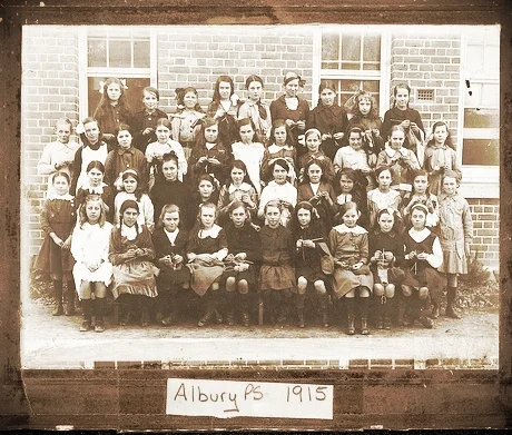 Knitting students at school