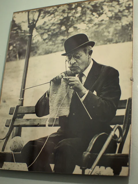 Man knitting