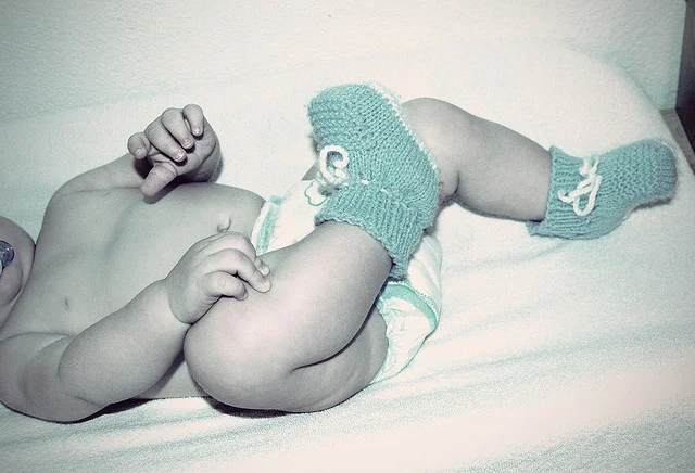 Knitted baby booties
