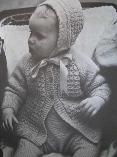 Handknit baby sweater and hat
