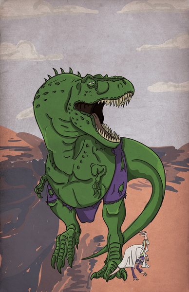 Incredible Hulk / Bruce Banner X Tyrannosaurus Rex / Compsognathus