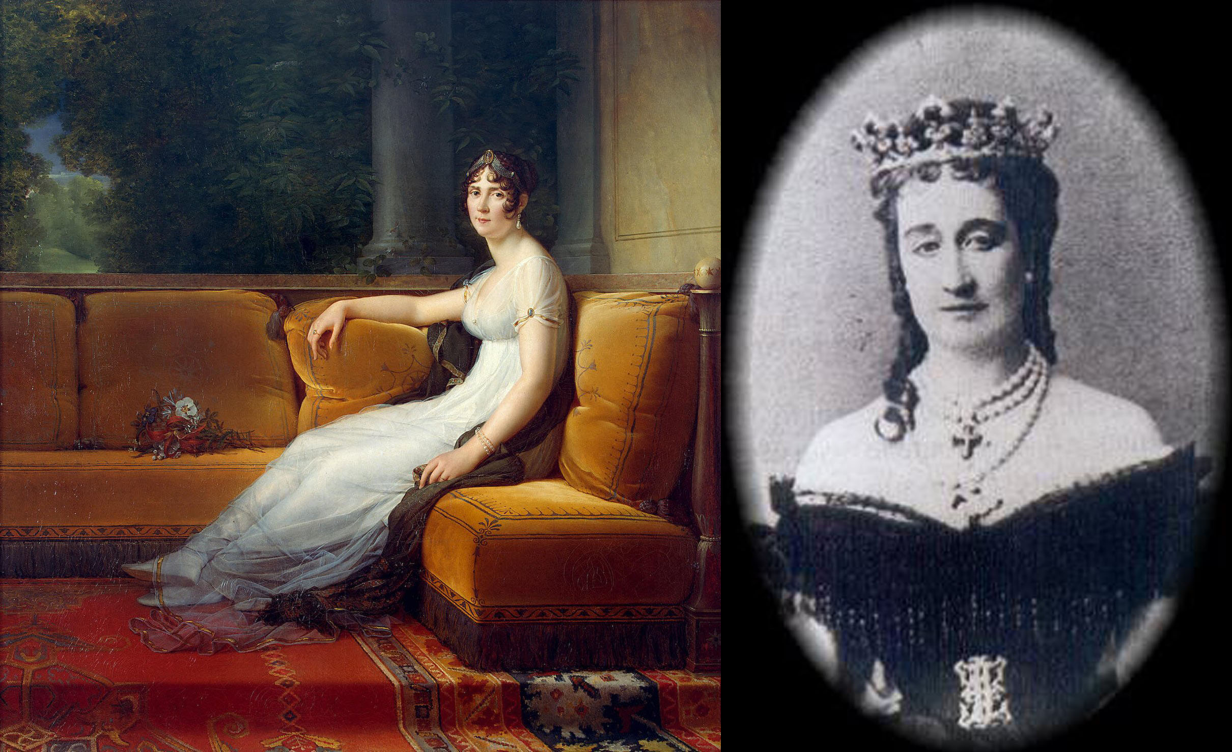 Left: Portrait of the Empress Joséphine, by François Gérard Right: Daguerrotype of Empress Eugénie