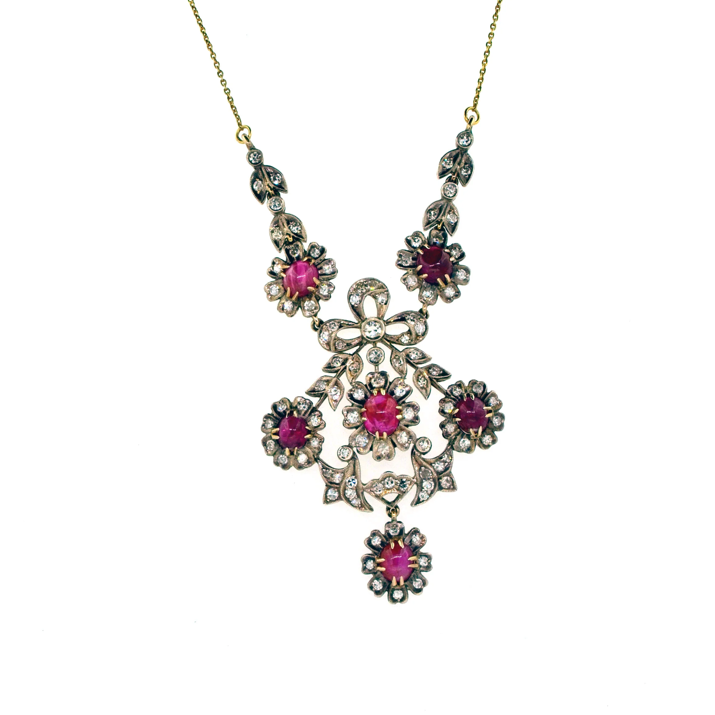 Victorian Revival Diamond and Ruby 