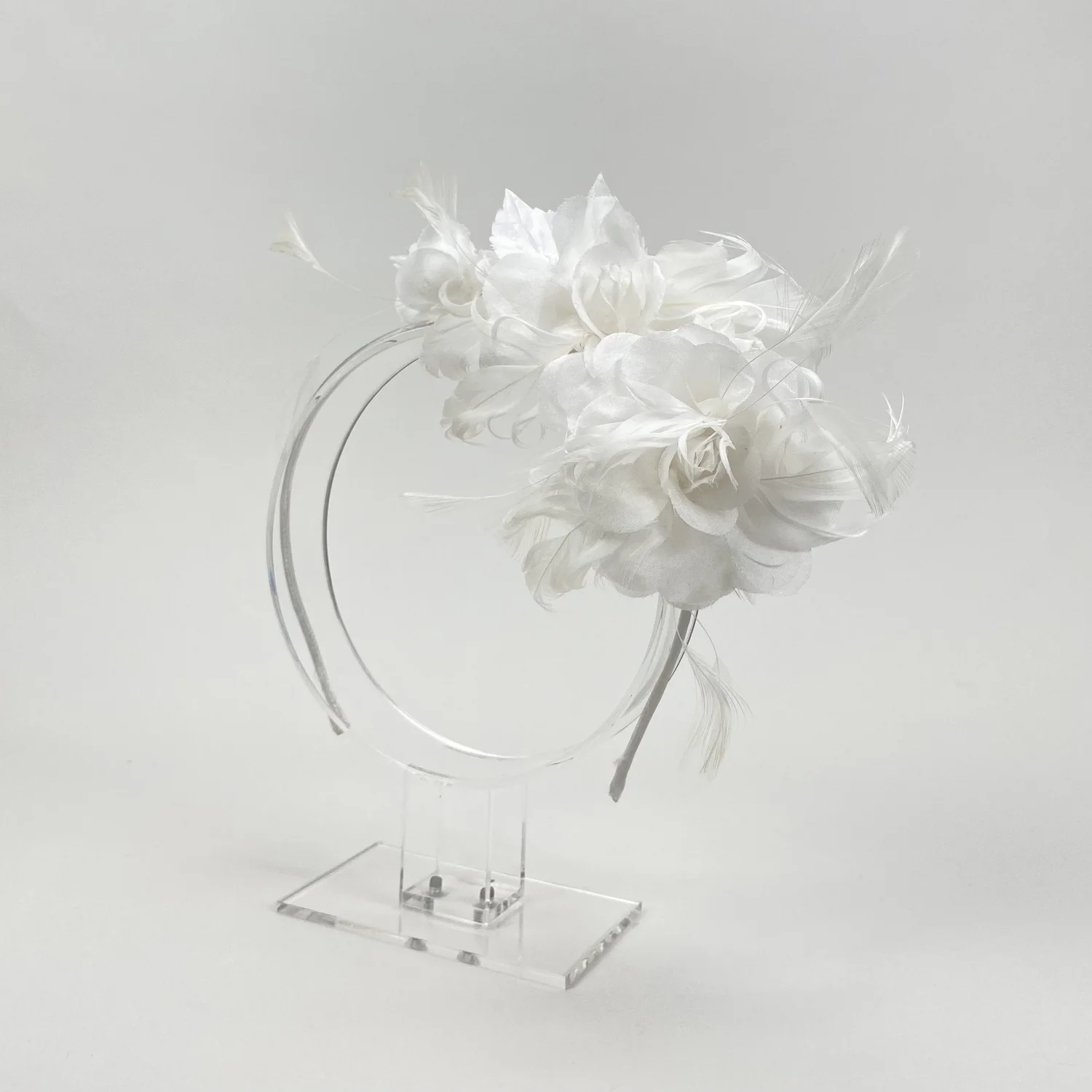 Gray Flower with Feather Headbands 6pcs Mix Color Flower and Feather Headband Hairband Ladies  main image 2