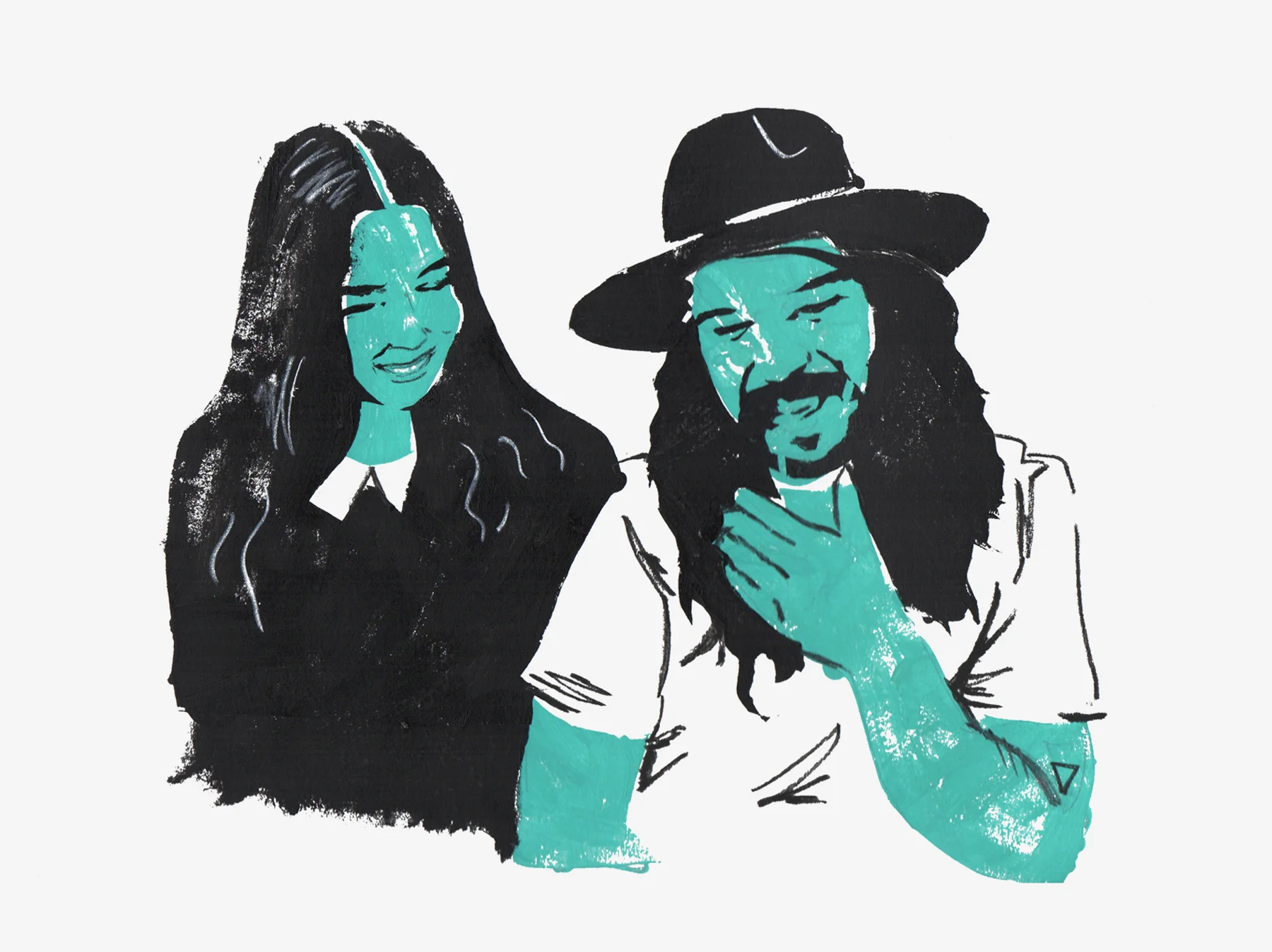 "Emily & Carlos" – I took this photo while we were having dinner. I think Carlos is either telling a dirty joke or talking shit here. 