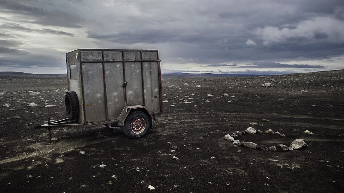 I spend a night in this trailer, just off the side of the F26 in the middle of the desert.
