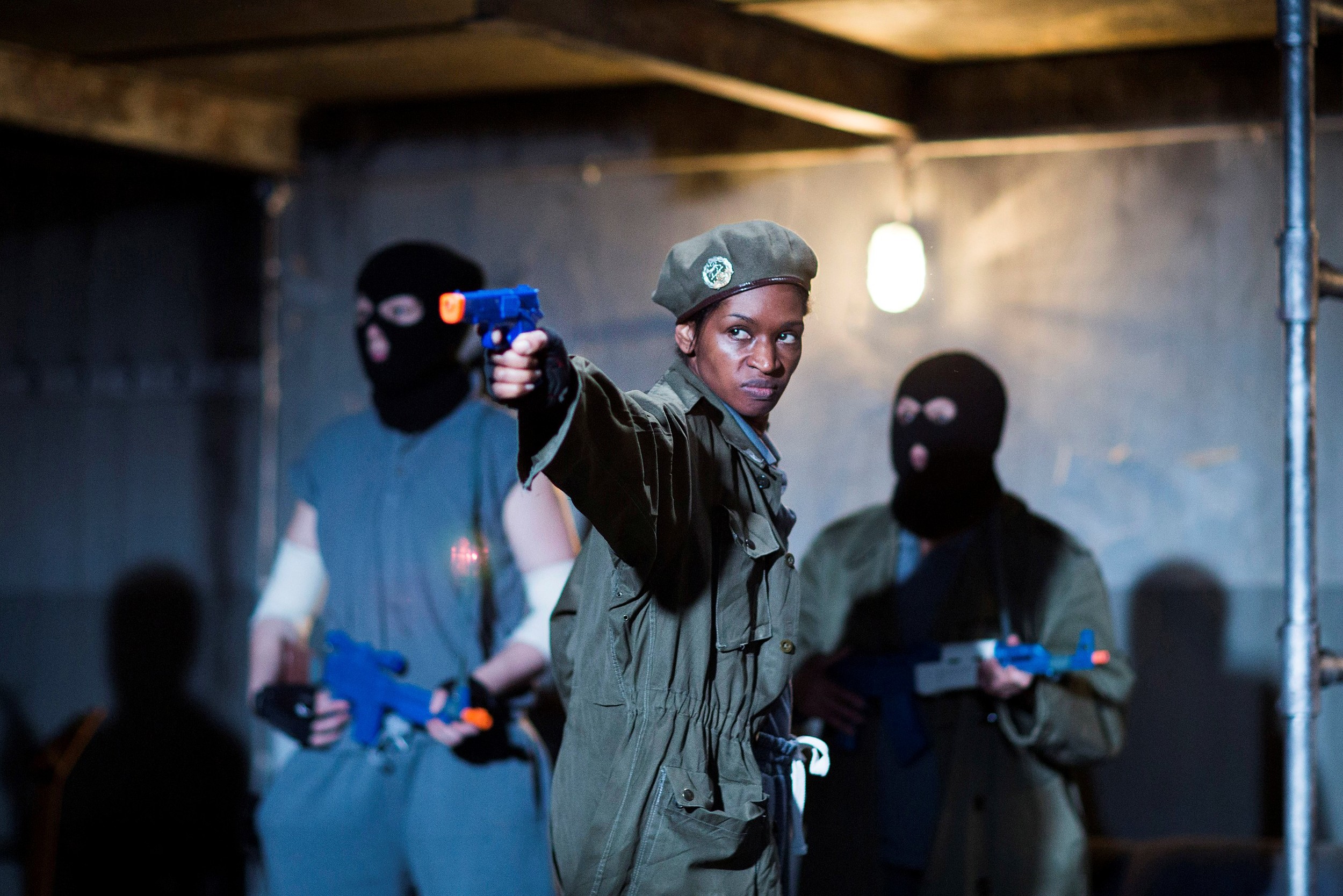 Julius Caesar, directed by Phyllida Lloyd, Donmar Warehouse.  Jenny Jules as Cassius. Photo by Helen Maybanks.jpg