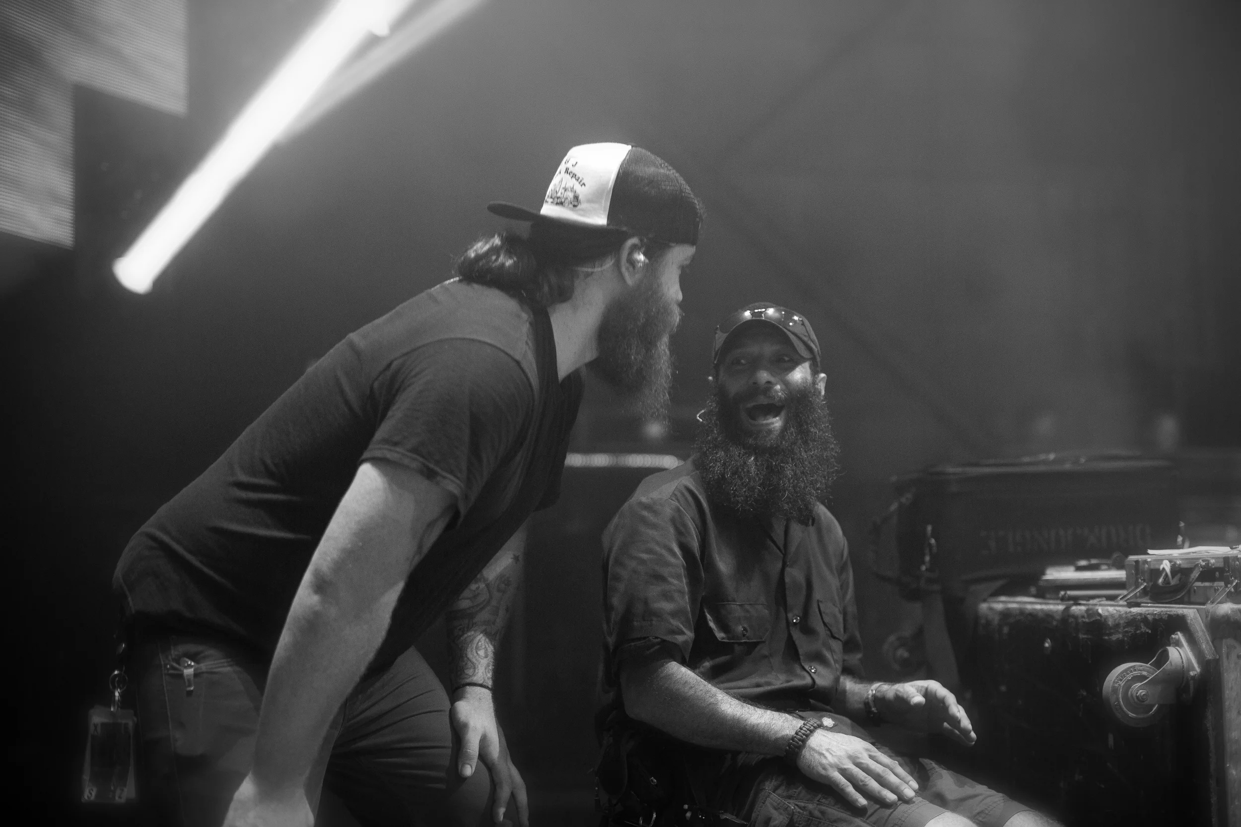 The Show Behind The Show This picture is the inspiration for this series of pictures. I posted it one day with the caption "Sometimes the best pictures of the show have nothing to do with it." Maybe it's because I know the people so well or maybe it's just a completely genuine moment. Probably a little bit of both, but it could just be the beards.