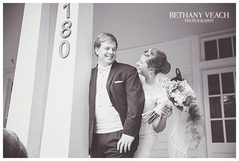 bride and groom laugh