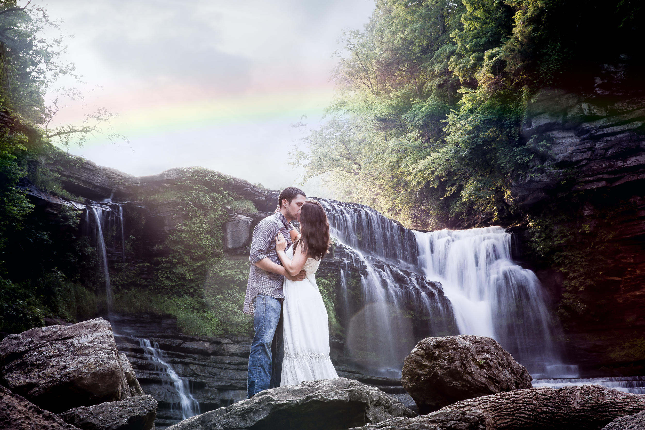 waterfall engagement session