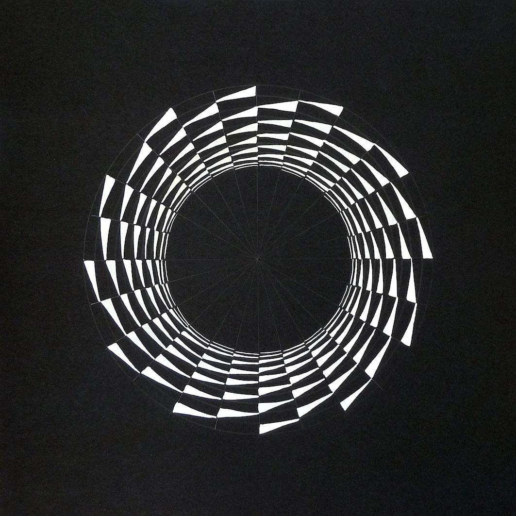 This is an extended series of gouache paintings in which I used a circular grid based on Richard Buckminster Fuller's architectural drawings of geodesic domes, and on the 'combinatorial logic' of the medieval mystic Ramon Llull , who believed that all human knowledge could be derived from circular diagrams known as Llullian Circles