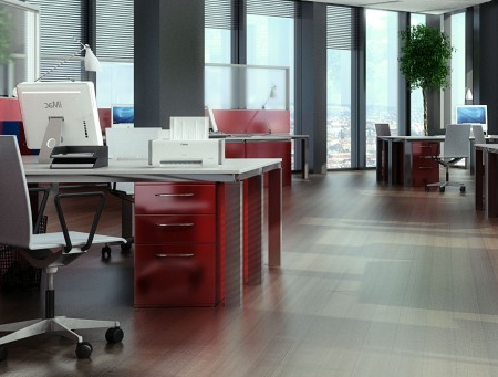 A photo of a beautiful clean office after post construction clean-up is complete.