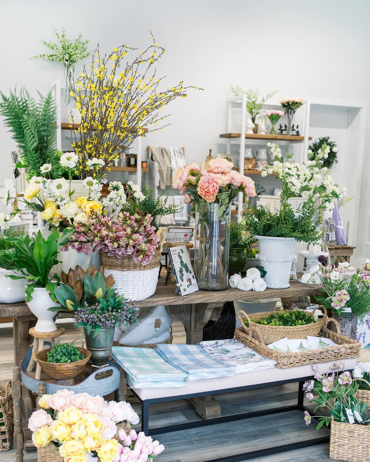 It&rsquo;s a great time to plan out your Easter table. We have some beautiful new table linens including tablecloths, runners, and beautifully embroidered napkins! I love layering my Easter table next with taper candles, fresh flowers, and a seasonal