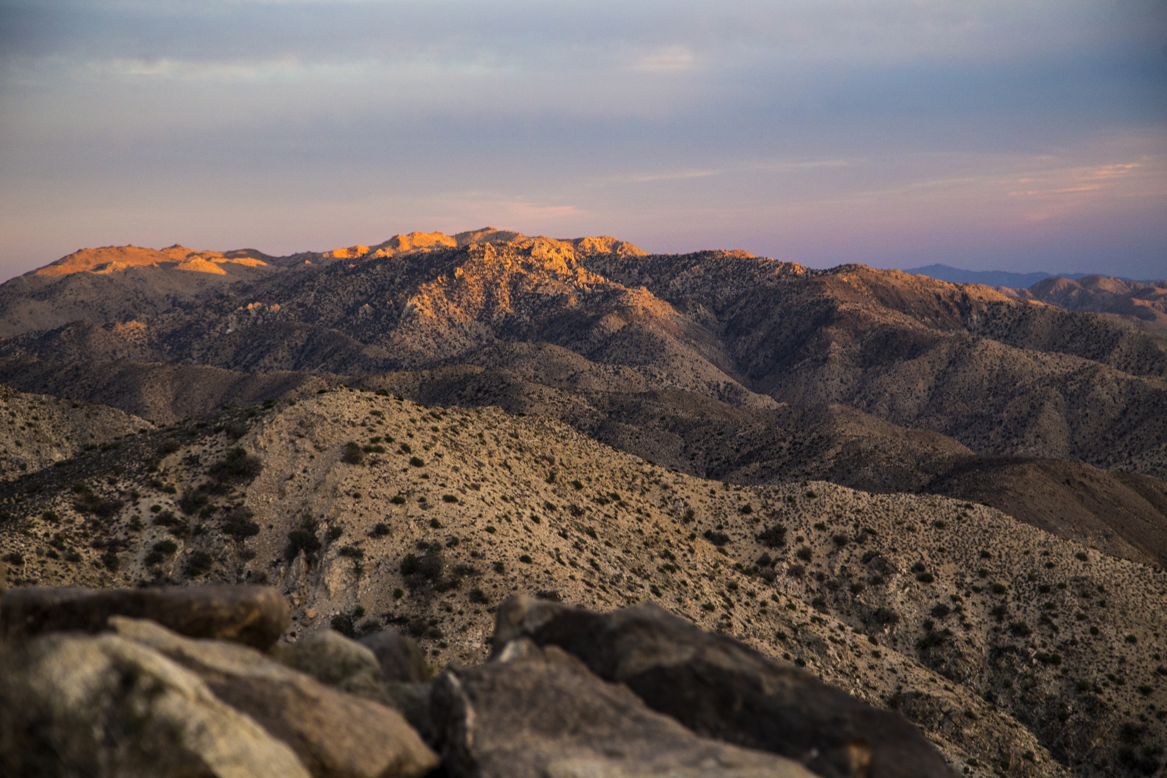  The sunset over the Mojave Desert, Joshua Tree National Park, California  