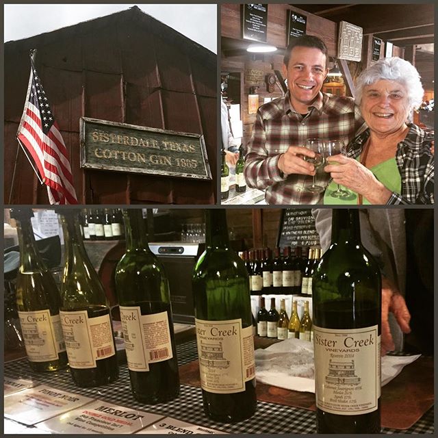 Clockwise from top left: The Cotton Gin, me and Mabeth sharing a toast, the Sister Creek tasting lineup.