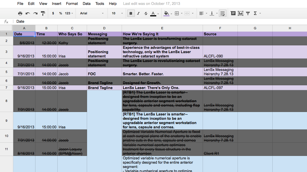 "Living" Message Matrix