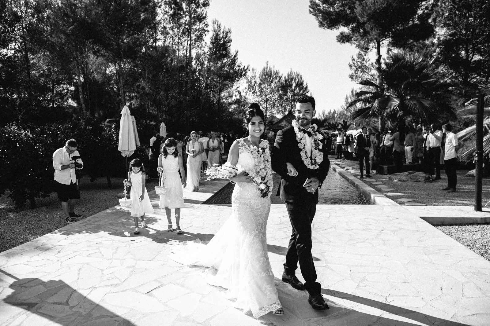 ibiza bride and groom black and white