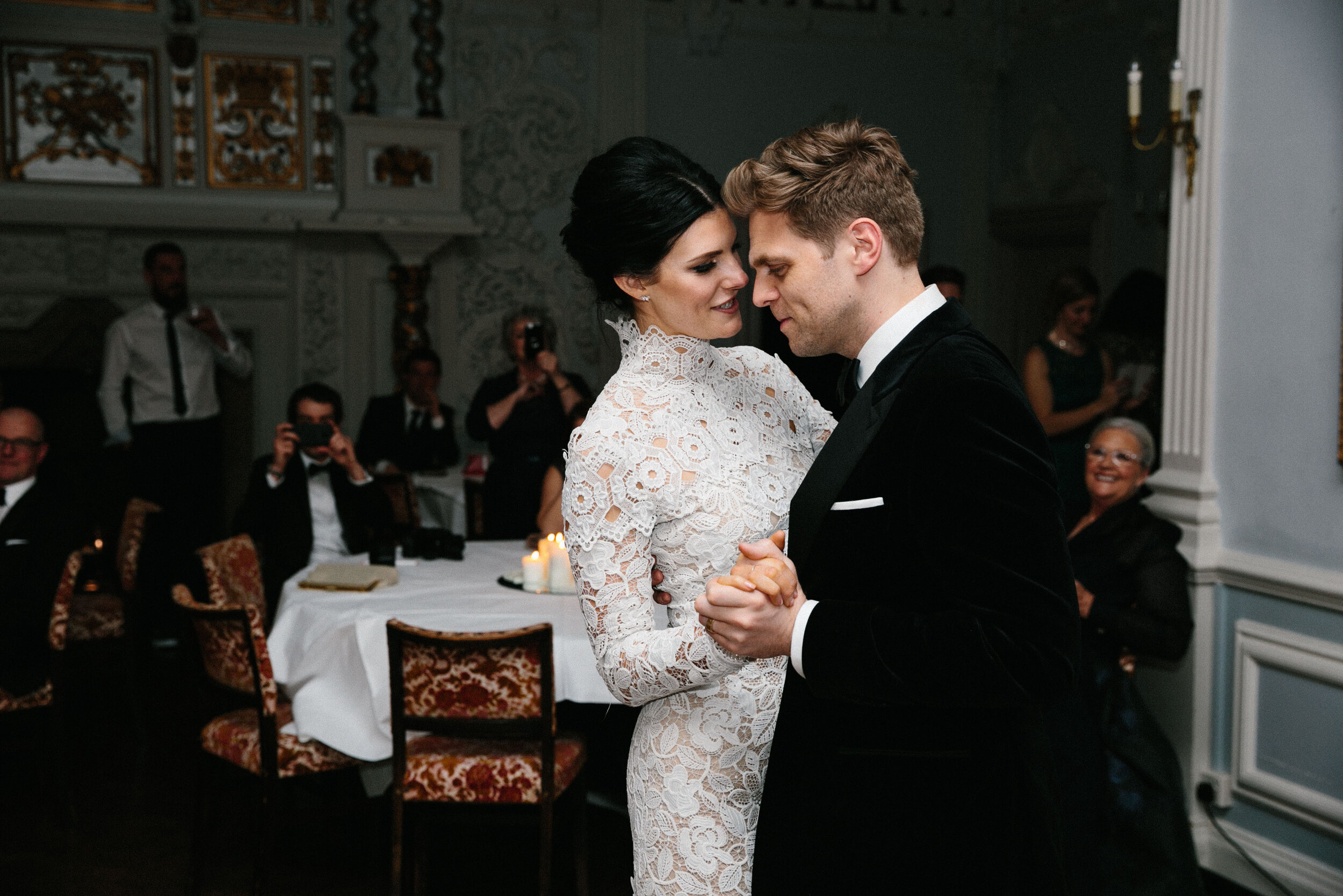 bride and groom first dance at Lewtrenchard Manor