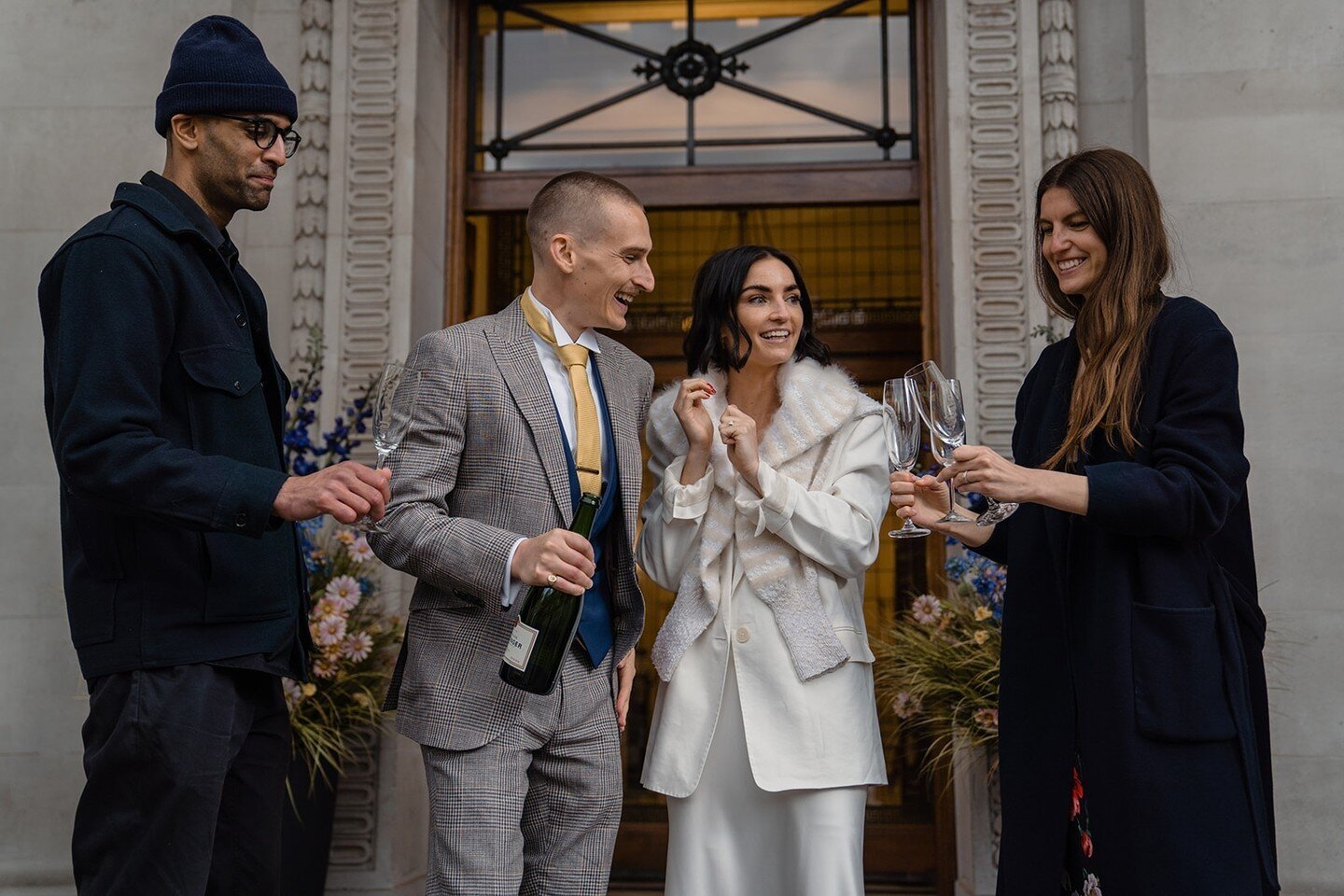 Champagne for 4.  When you only have 2 wedding guests the reception is pretty easy to organise!  Rita and Zach.⁠
⁠
@adaytorememberdotcom⁠
⁠
⁠
#fujixt2 #fujiwedding #fujiweddingphotographer #vsco⁠
#londonweddingphotographer #londonphotographer #weddin