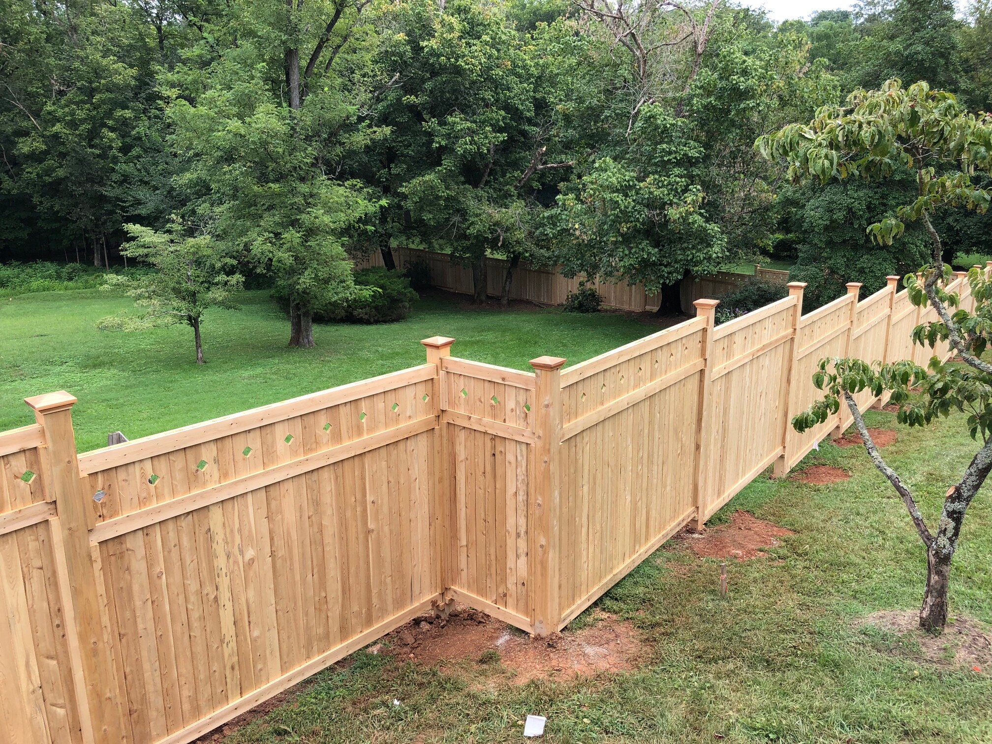 Cedar Diamond Cutout Style Property Line Fence