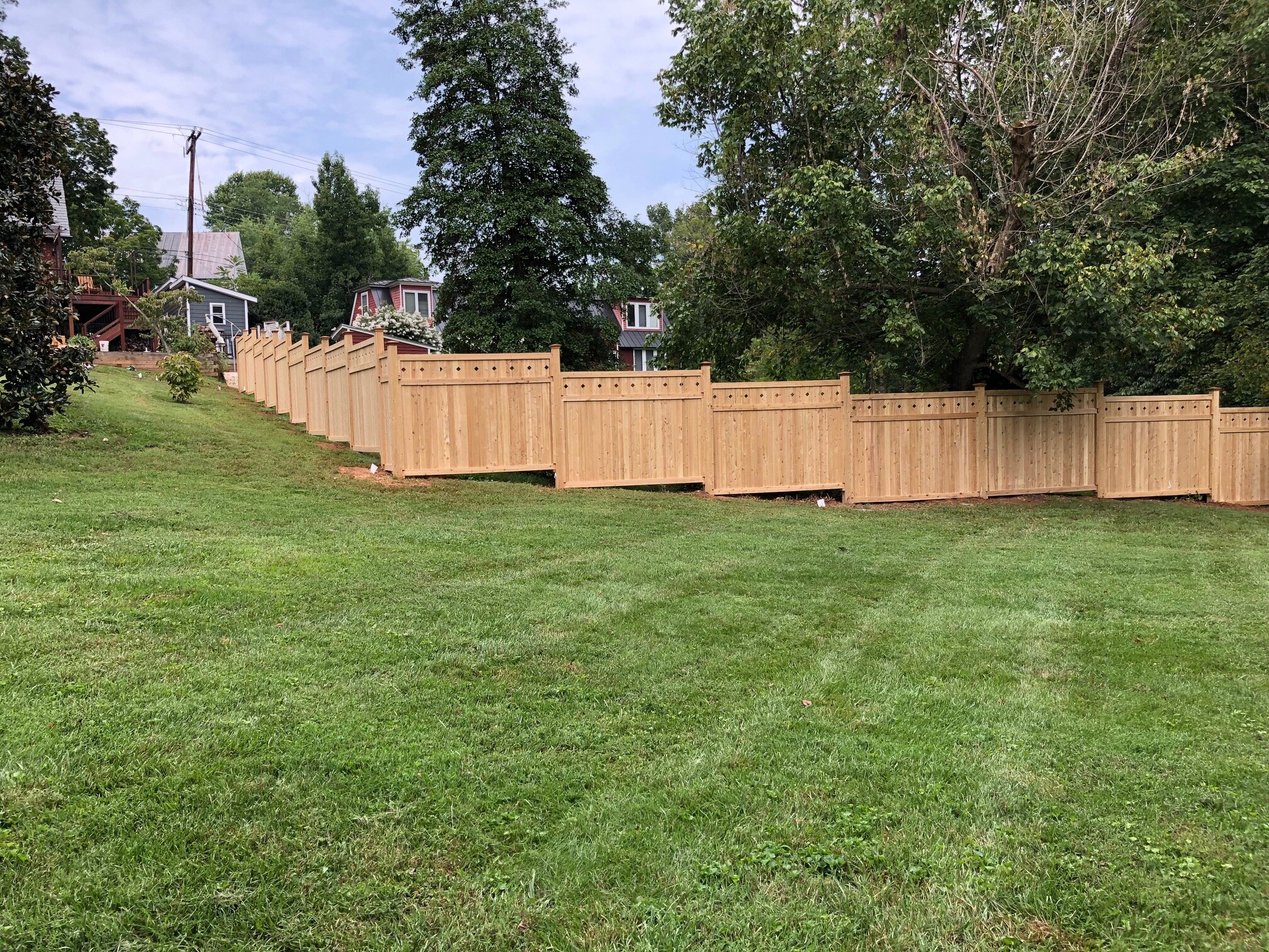 Cedar Diamond Cutout Style Property Line Fence