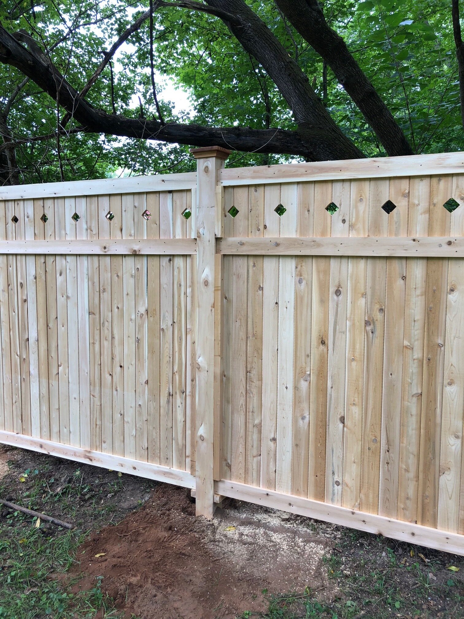 Cedar Diamond Cutout Style Property Line Fence