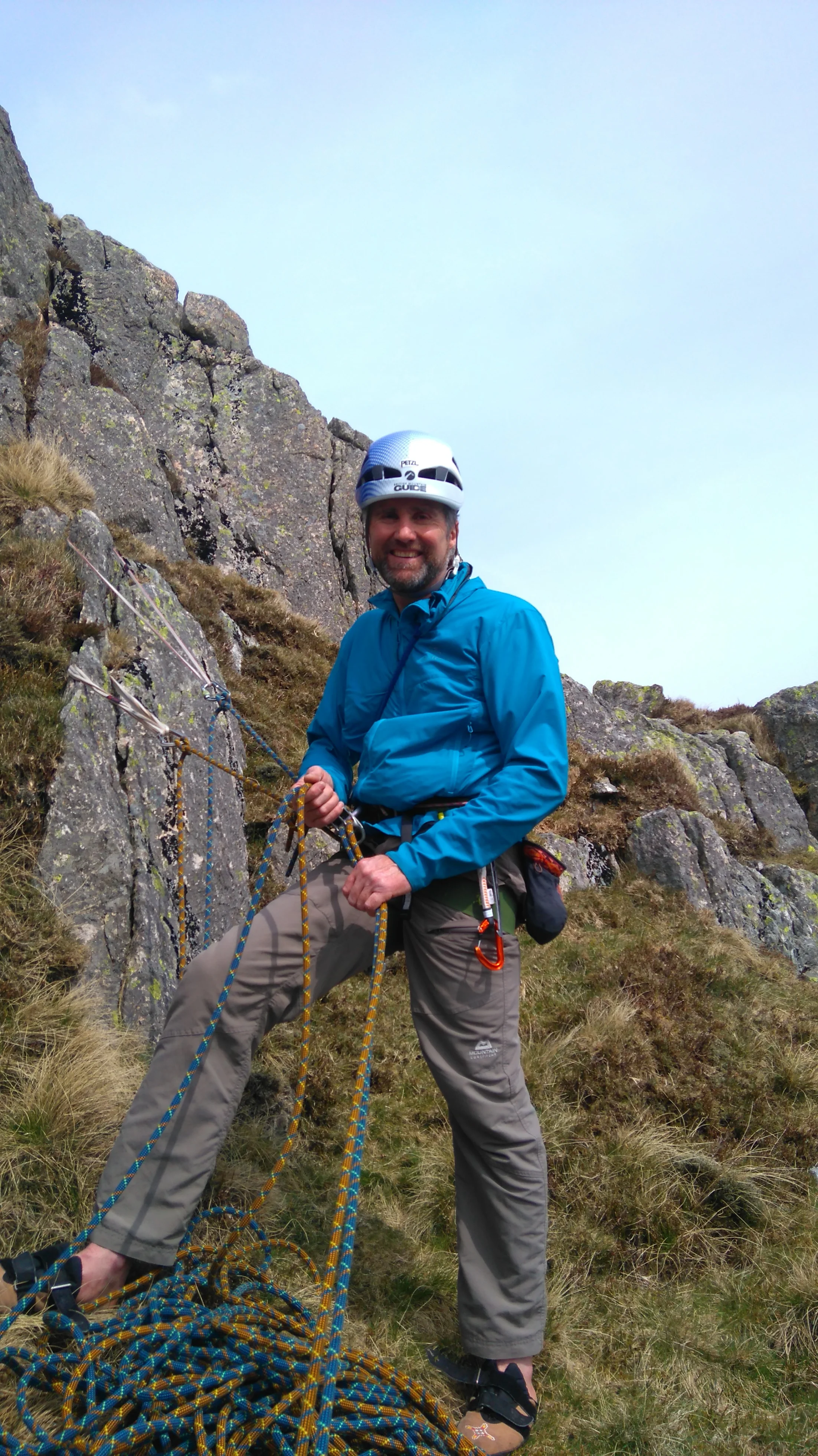 Belaying at the top of The Purple Edge. Photo credit: Chris Moore