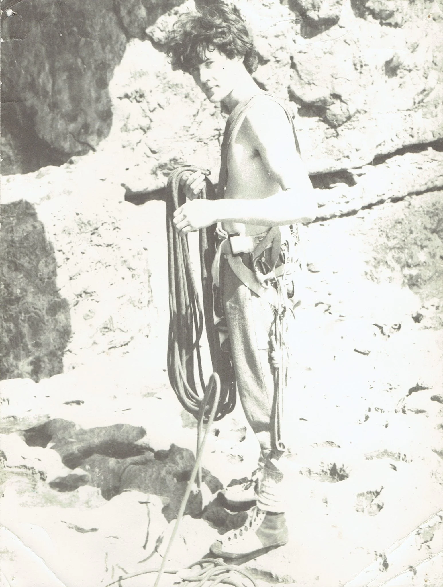 Climbing at Swanage, aged about 16
