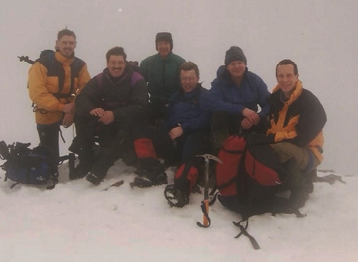 Mountaineering in Glencoe, 1996. Michael is third from the right (yes, really)