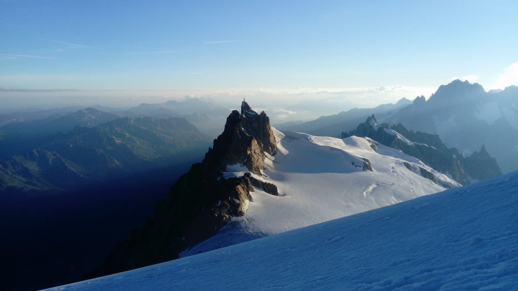 The Aiguille du Midi from the shoulder of Mont Blanc du Tacul