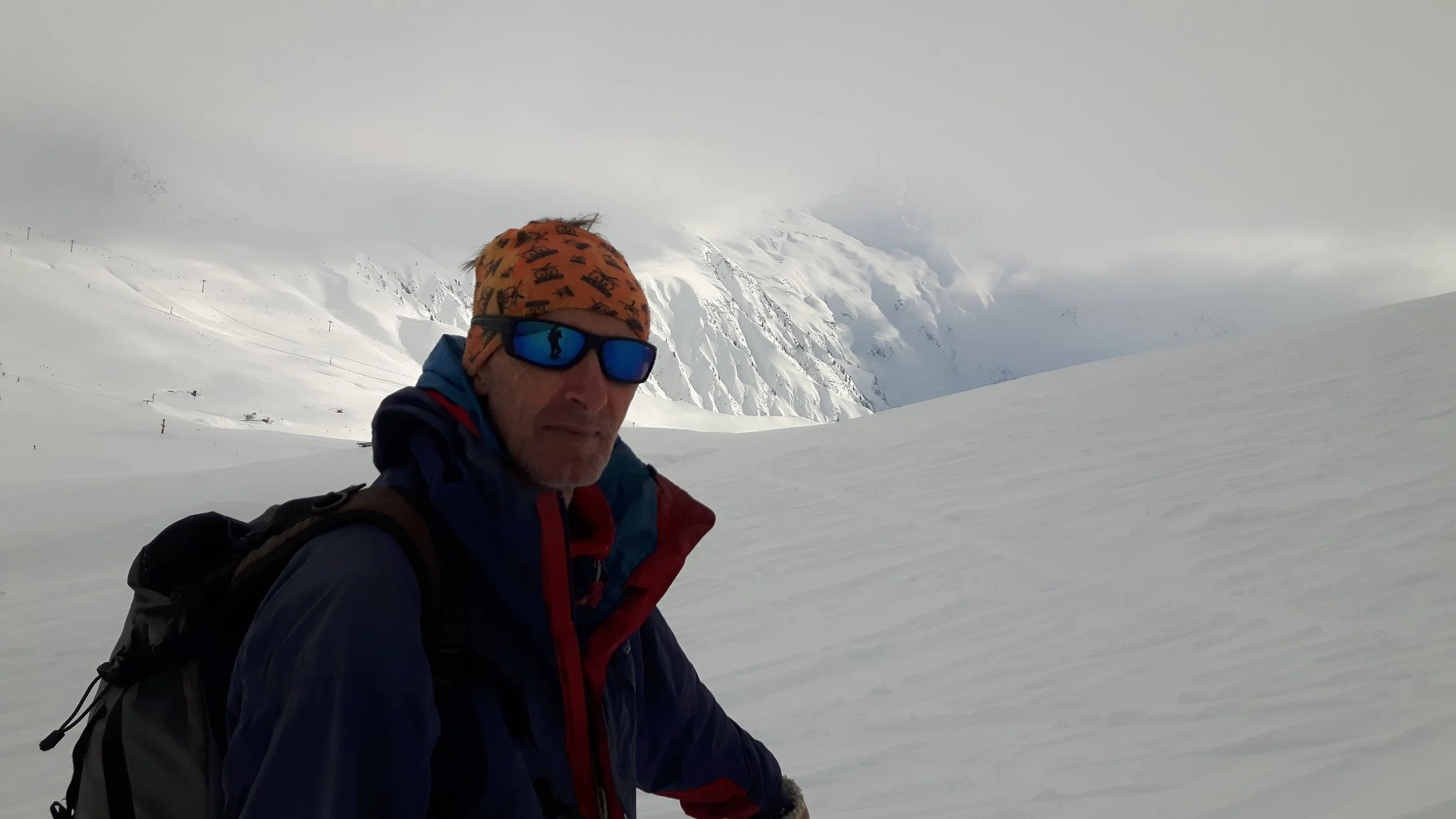 Pete with the Le Tour area and the Le Tour glacier behind