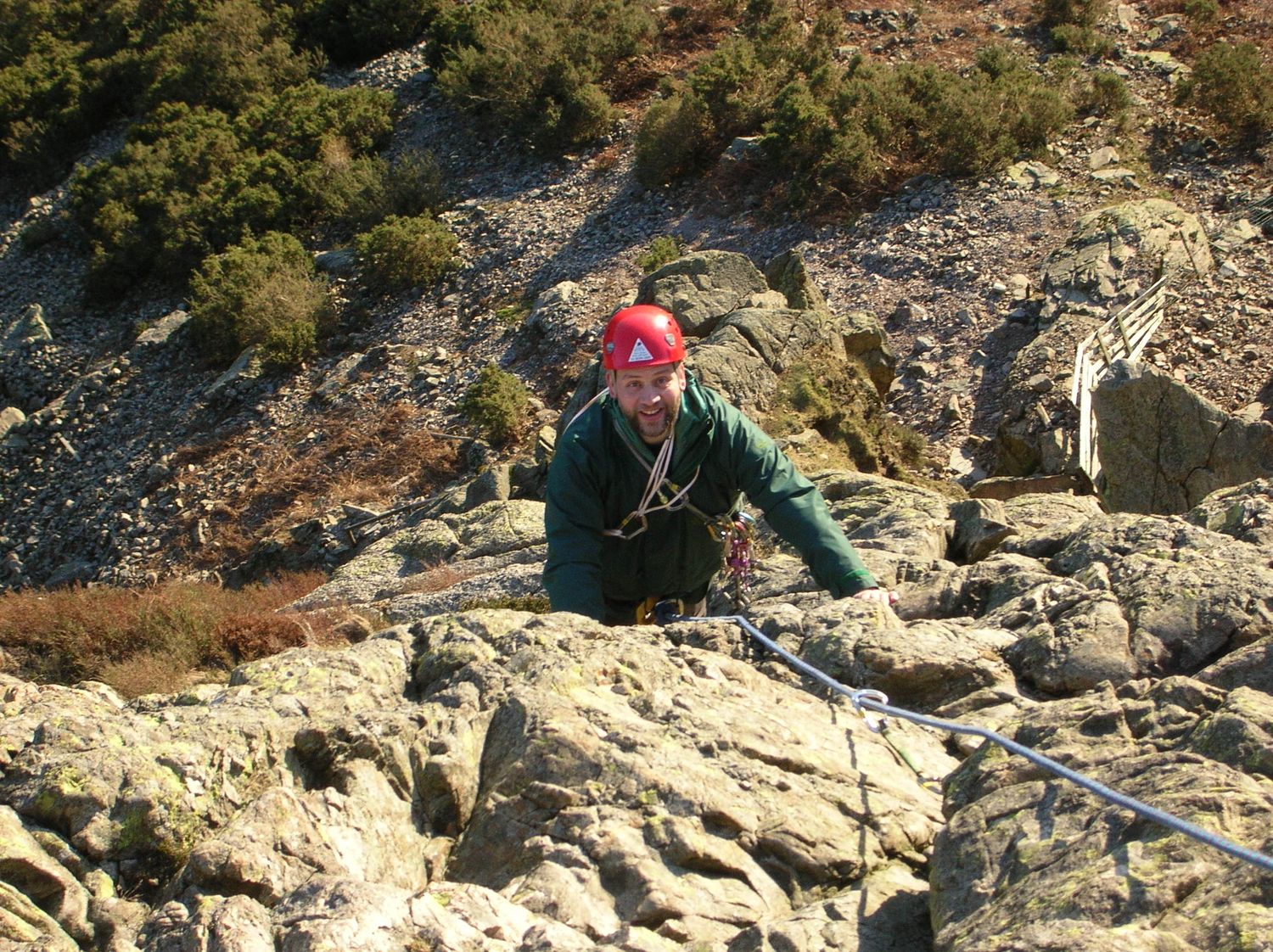 A client on a multi pitch rock route in the Lake District - Chris Ensoll Mountain Guide 