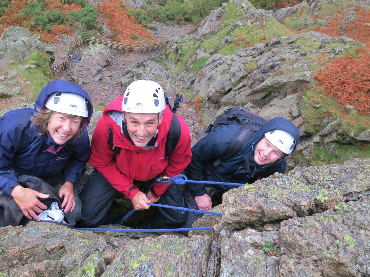  Clients belaying on a single pitch rock route in the Lake District - Chris Ensoll Mountain Guide 