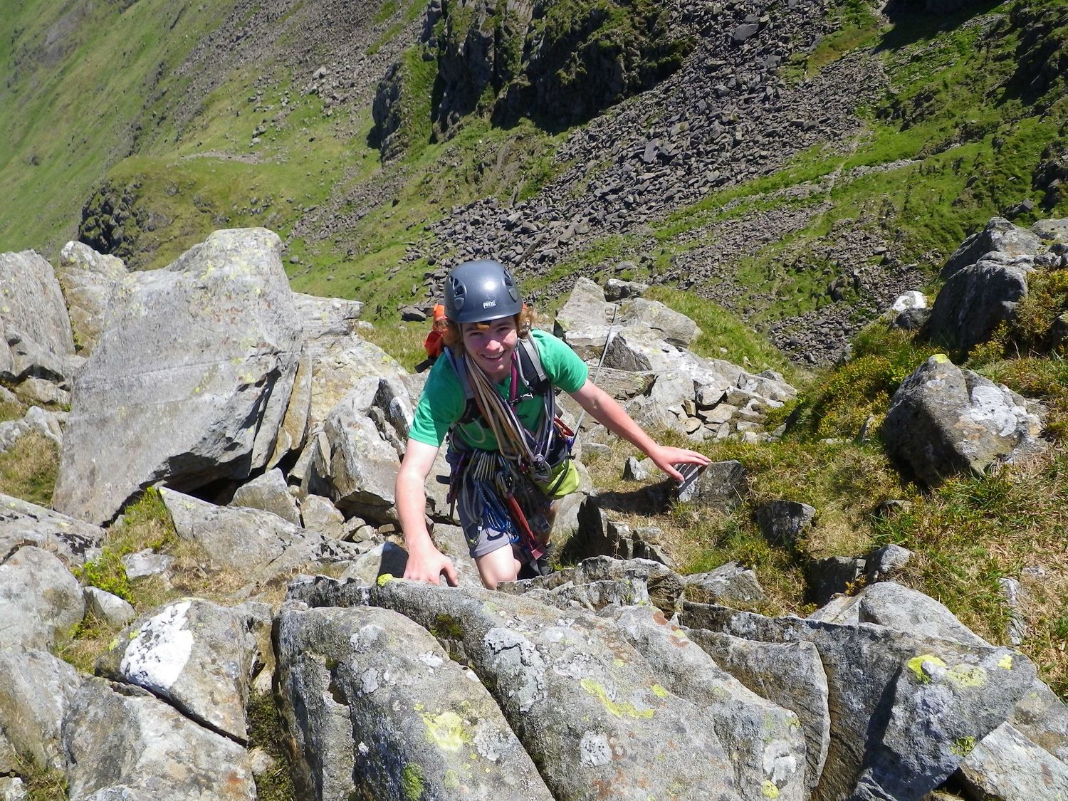  A client on a multi pitch climb in the Lake District - Chris Ensoll Mountain Guide 