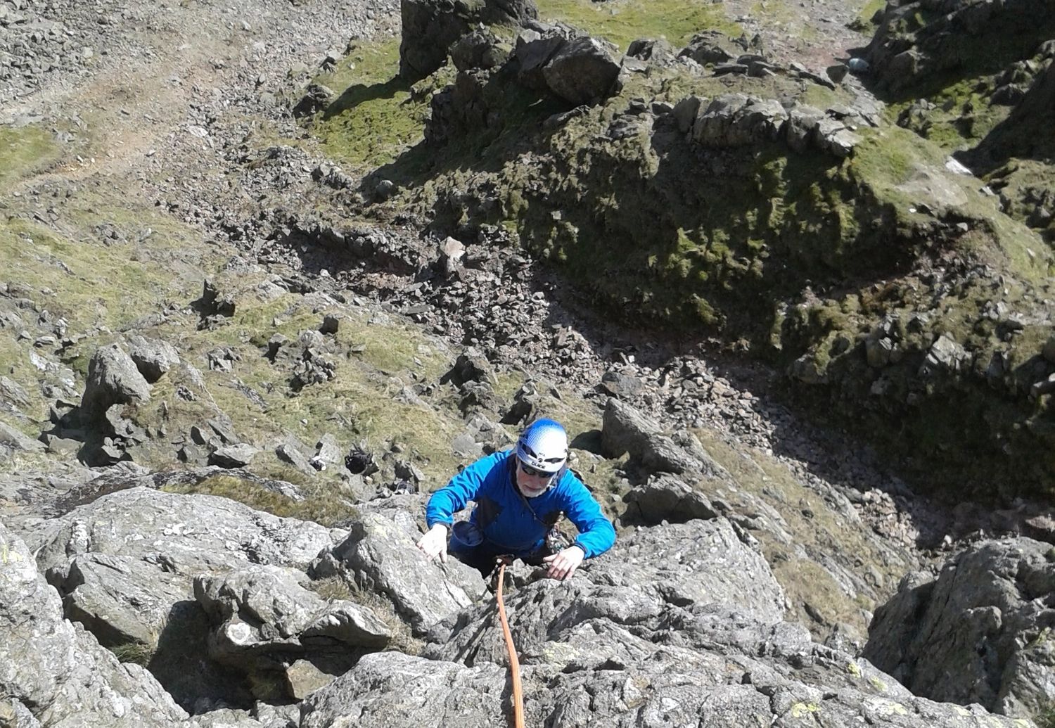  A client on a multi pitch climb in the Lake District - Chris Ensoll Mountain Guide 