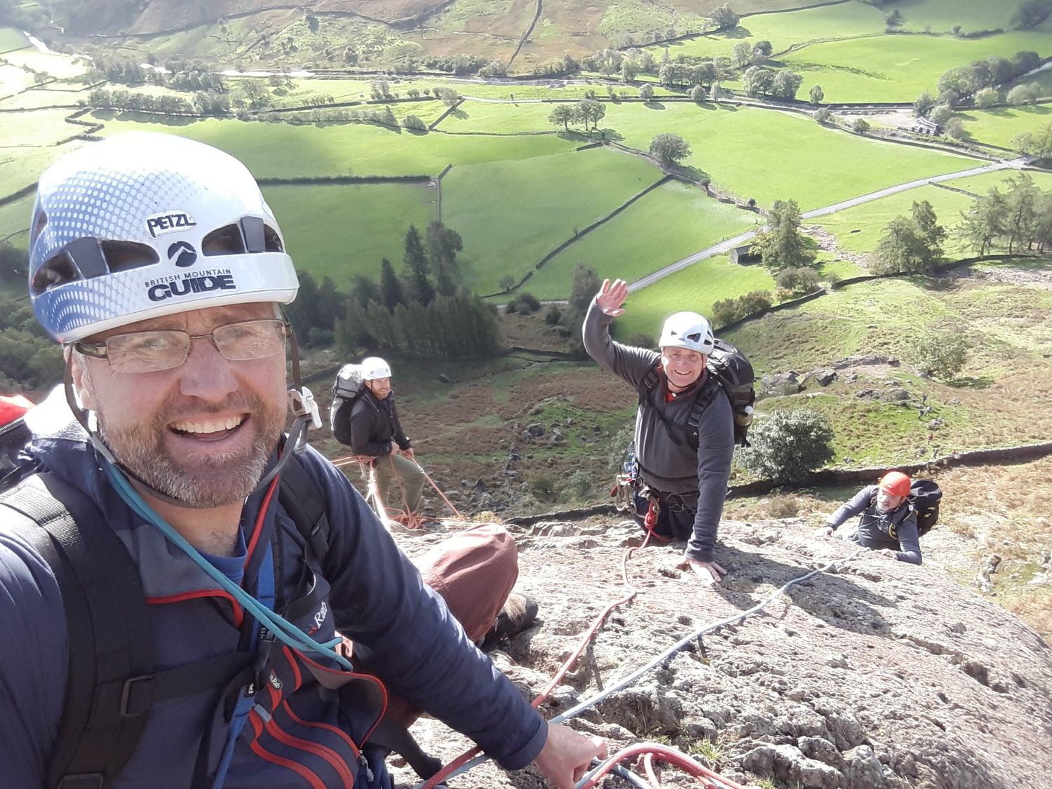  Clients on a multi pitch rock climb in the Lake District - Chris Ensoll Mountain Guide 