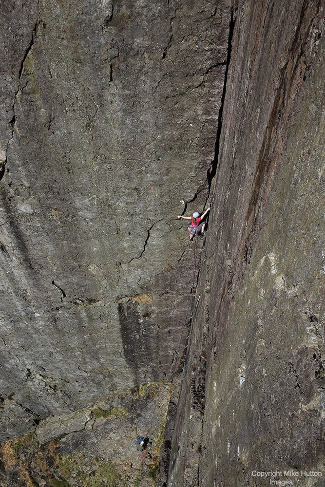 A sunny summer day in 2018 climbing Cenotaph Corner in Wales. Photo credit: Mike Hutton