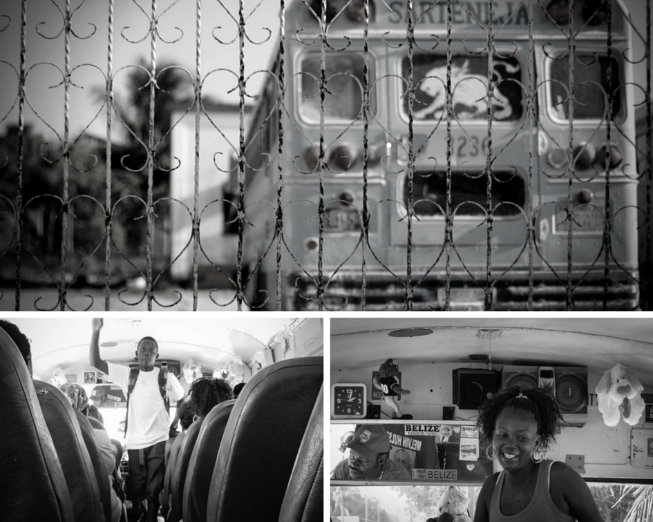 belize buses collage