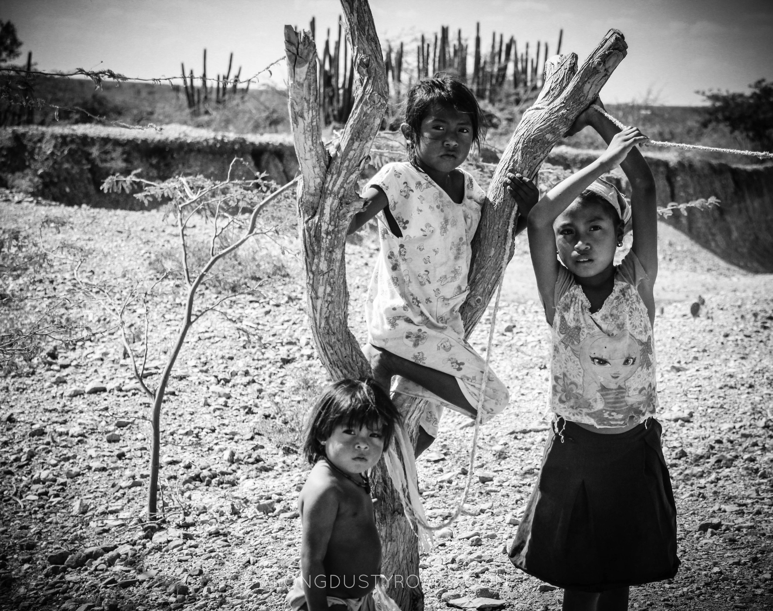 Wayuu儿童拉瓜希拉哥伦比亚