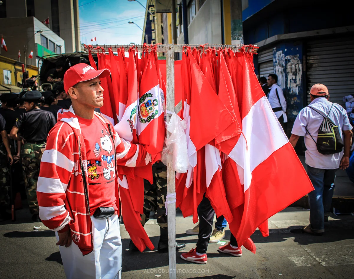 Marching in the Streets Peruvian Independence Celebrations — ALONG